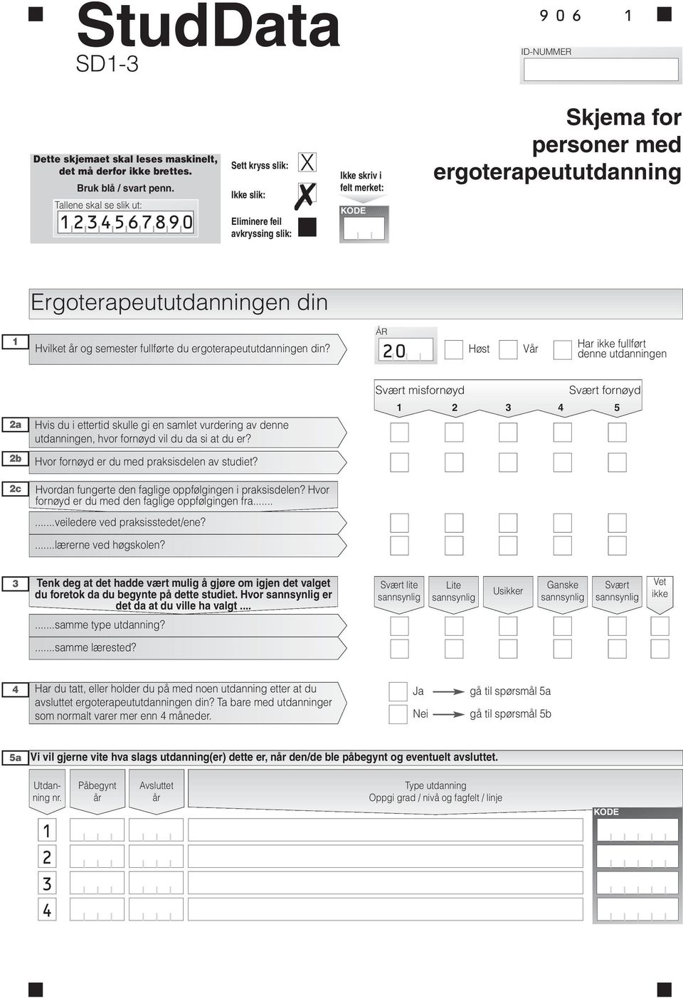 din 1 ÅR Hvilket år og semester fullførte du ergoterapeututdanningen din?