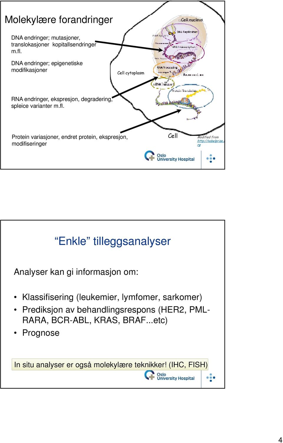 Protein variasjoner, endret protein, ekspresjon, modifiseringer Cell Modified from http://nobelprize.