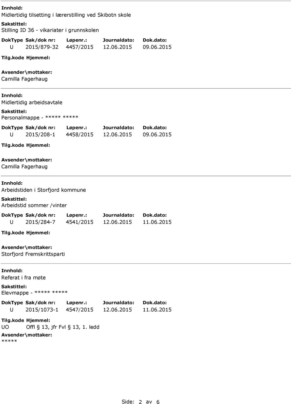 Storfjord kommune Arbeidstid sommer /vinter 2015/284-7 4541/2015 Storfjord Fremskrittsparti Referat i fra møte