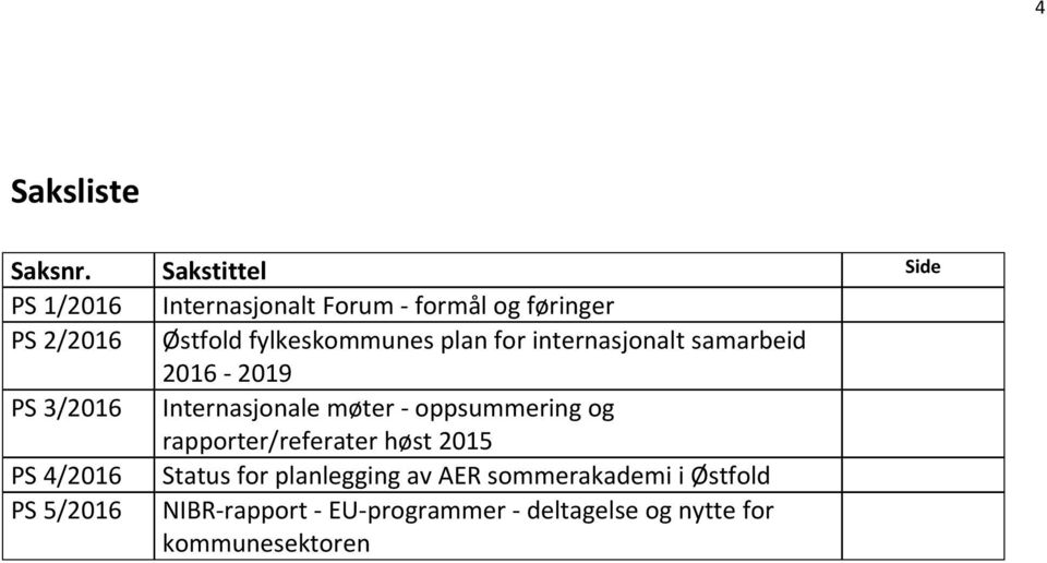 fylkeskommunes plan for internasjonalt samarbeid 2016-2019 PS 3/2016 Internasjonale møter -