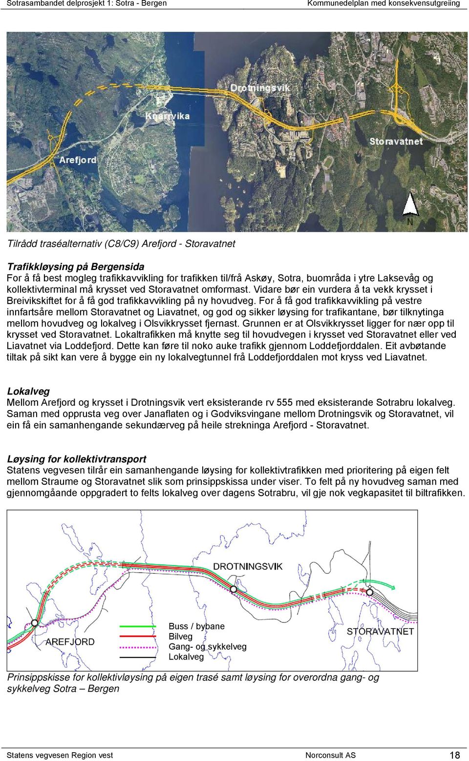 For å få god trafikkavvikling på vestre innfartsåre mellom Storavatnet og Liavatnet, og god og sikker løysing for trafikantane, bør tilknytinga mellom hovudveg og lokalveg i Olsvikkrysset fjernast.