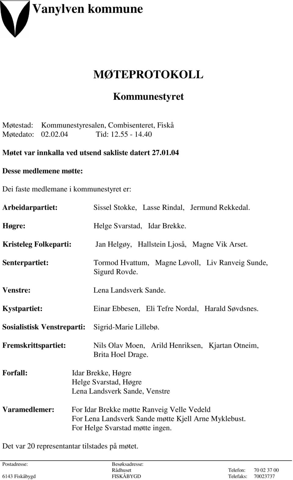 Sissel Stokke, Lasse Rindal, Jermund Rekkedal. Helge Svarstad, Idar Brekke. Jan Helgøy, Hallstein Ljoså, Magne Vik Arset. Tormod Hvattum, Magne Løvoll, Liv Ranveig Sunde, Sigurd Rovde.