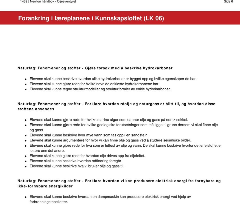 Elevene skal kunne tegne strukturmodeller og strukturformler av enkle hydrokarboner.