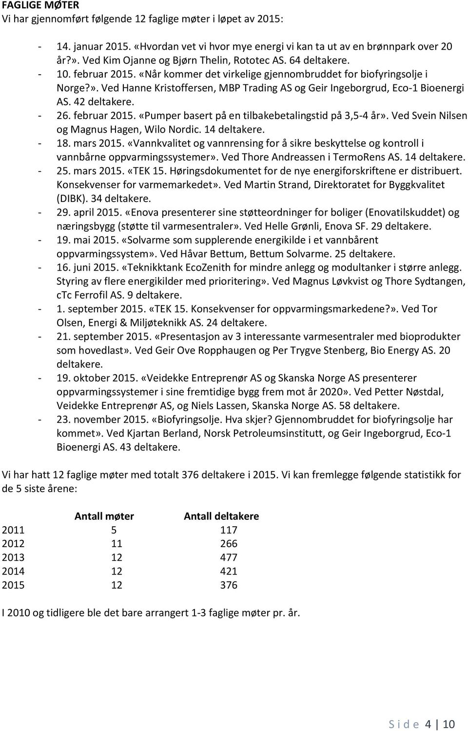 Ved Hanne Kristoffersen, MBP Trading AS og Geir Ingeborgrud, Eco-1 Bioenergi AS. 42 deltakere. - 26. februar 2015. «Pumper basert på en tilbakebetalingstid på 3,5-4 år».
