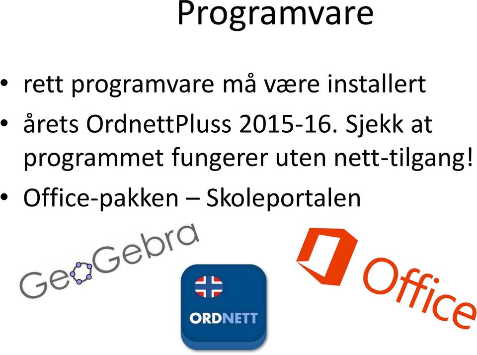 Sjekk at programmet fungerer uten