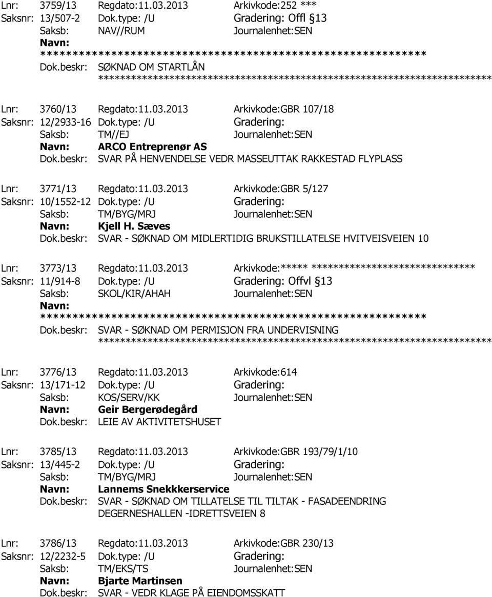 beskr: SVAR PÅ HENVENDELSE VEDR MASSEUTTAK RAKKESTAD FLYPLASS Lnr: 3771/13 Regdato:11.03.2013 Arkivkode:GBR 5/127 Saksnr: 10/1552-12 Dok.type: /U Gradering: Saksb: TM/BYG/MRJ Journalenhet:SEN Kjell H.