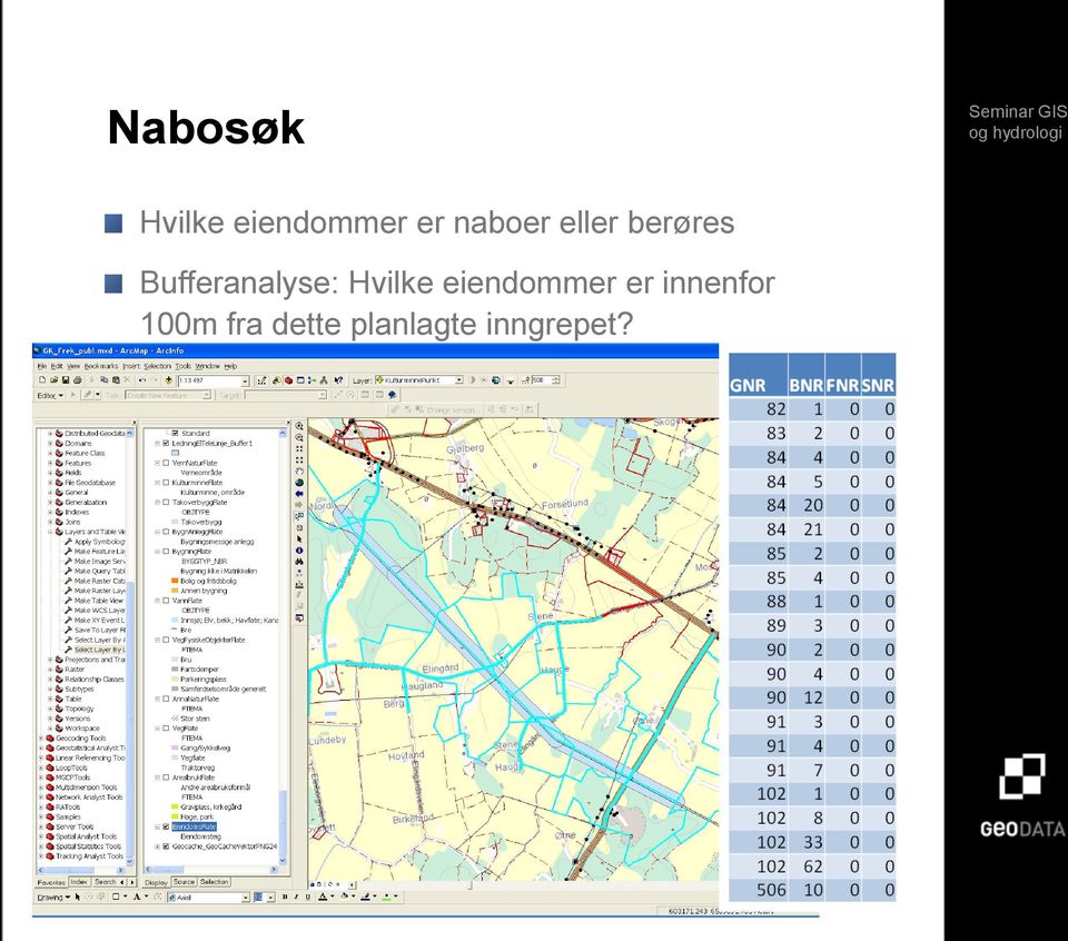 Bufferanalyse: Hvilke eiendommer