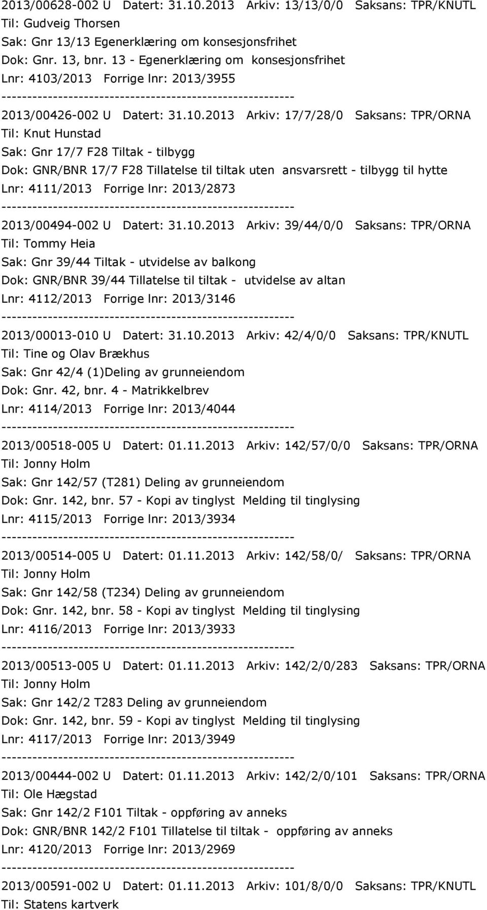 /2013 Forrige lnr: 2013/3955 2013/00426-002 U Datert: 31.10.