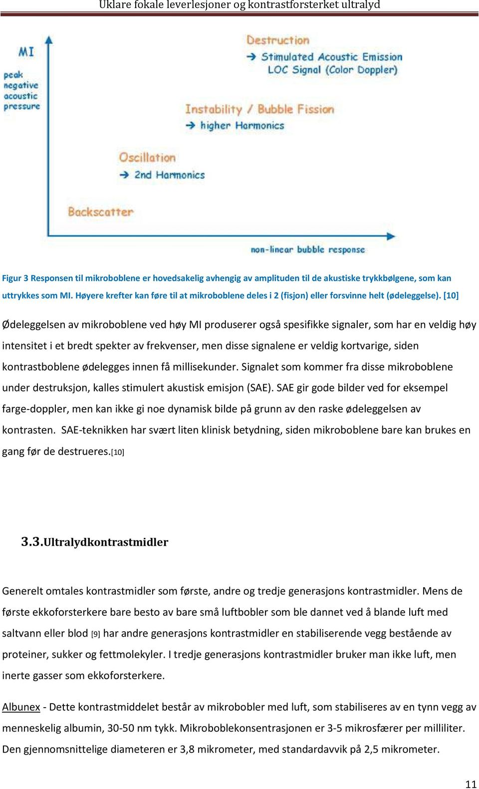 [10] Ødeleggelsen av mikroboblene ved høy MI produserer også spesifikke signaler, som har en veldig høy intensitet i et bredt spekter av frekvenser, men disse signalene er veldig kortvarige, siden