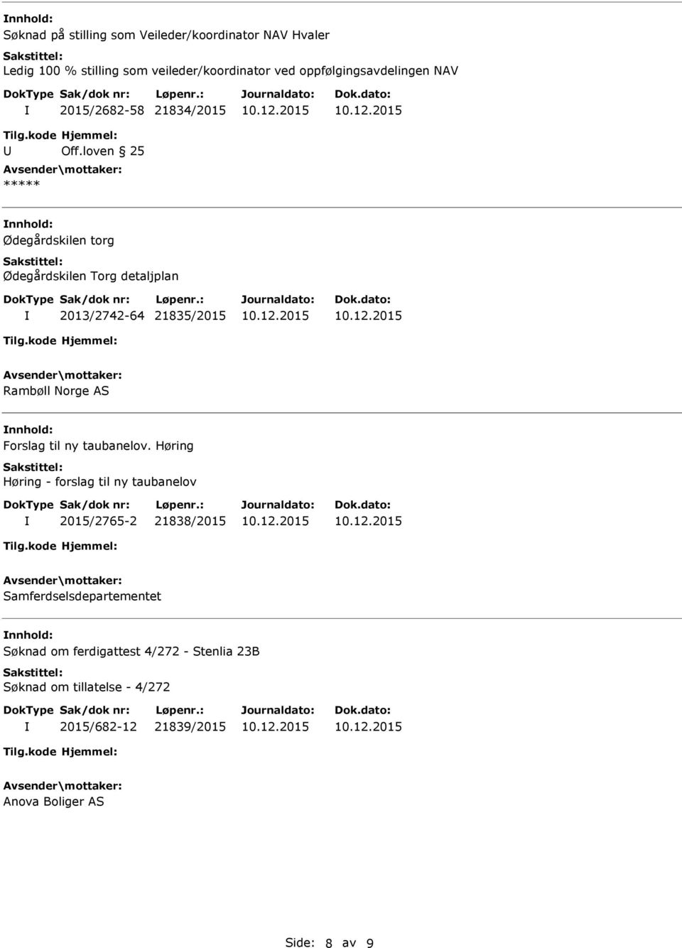 Høring Høring - forslag til ny taubanelov 2015/2765-2 21838/2015 Samferdselsdepartementet nnhold: Søknad om