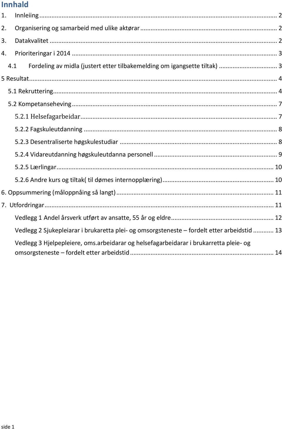 .. 9 5.2.5 Lærlingar... 10 5.2.6 Andre kurs og tiltak( til dømes internopplæring)... 10 6. Oppsummering (måloppnåing så langt)... 11 7. Utfordringar.