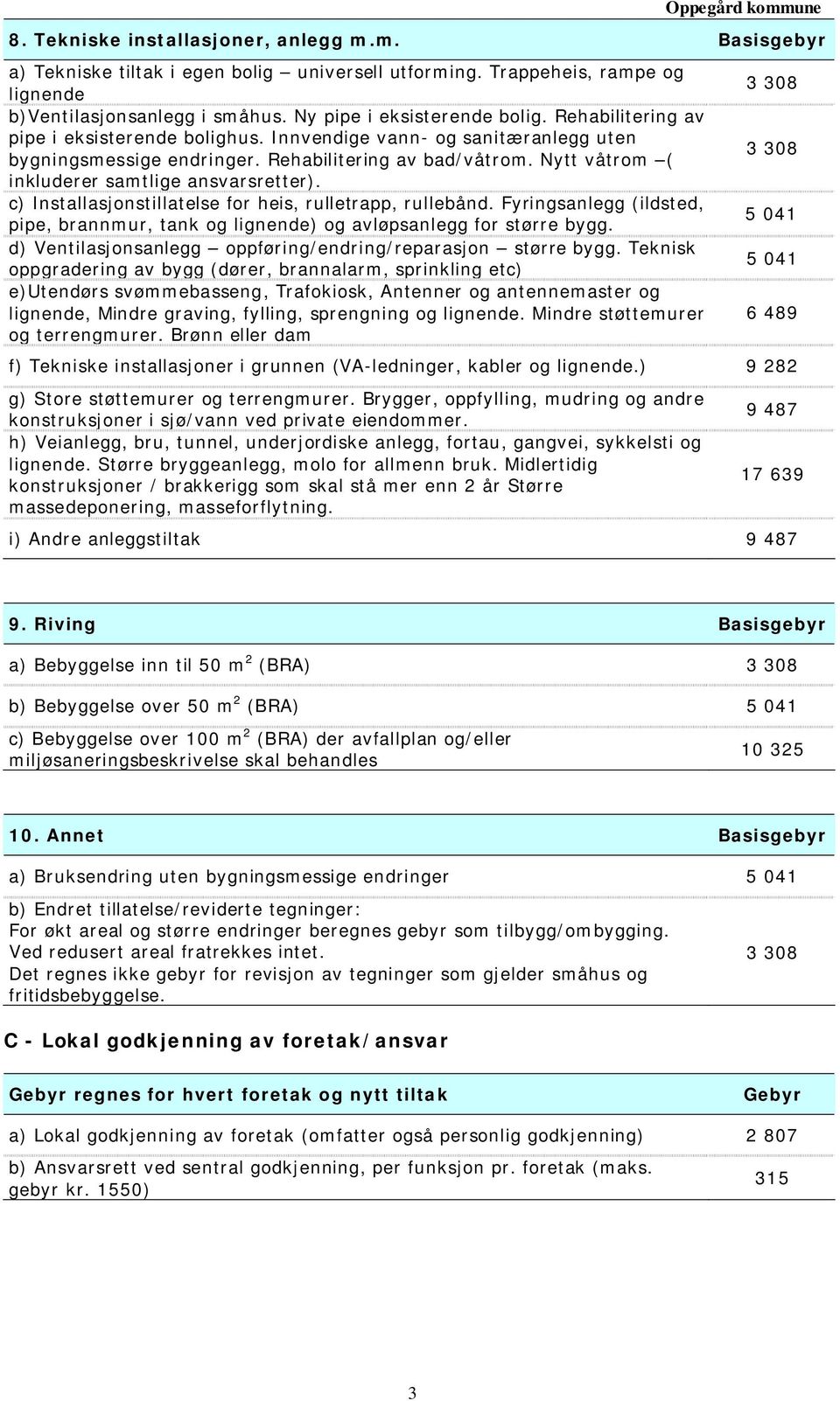 c) Installasjonstillatelse for heis, rulletrapp, rullebånd. Fyringsanlegg (ildsted, pipe, brannmur, tank og lignende) og avløpsanlegg for større bygg.