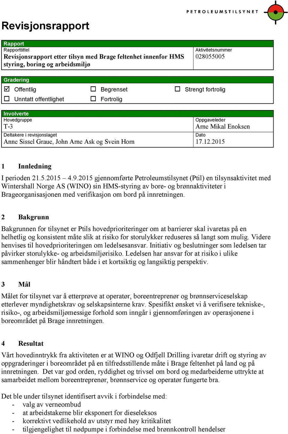 2015 Dato 1 Innledning I perioden 21.5.2015 4.9.