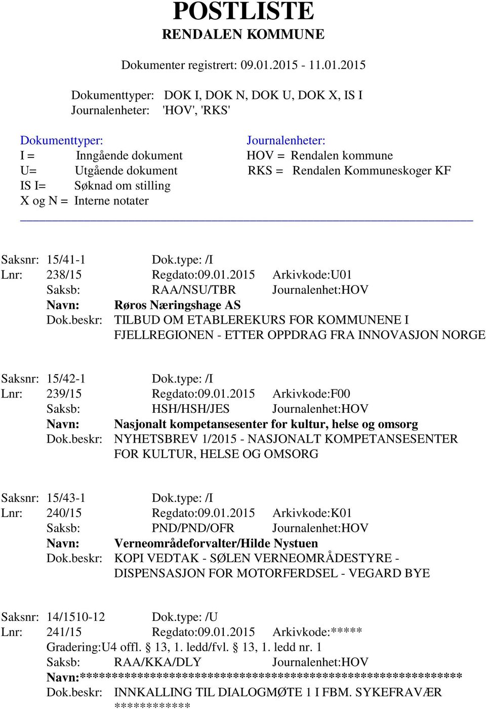 2015 Arkivkode:F00 Saksb: HSH/HSH/JES Journalenhet:HOV Navn: Nasjonalt kompetansesenter for kultur, helse og omsorg Dok.