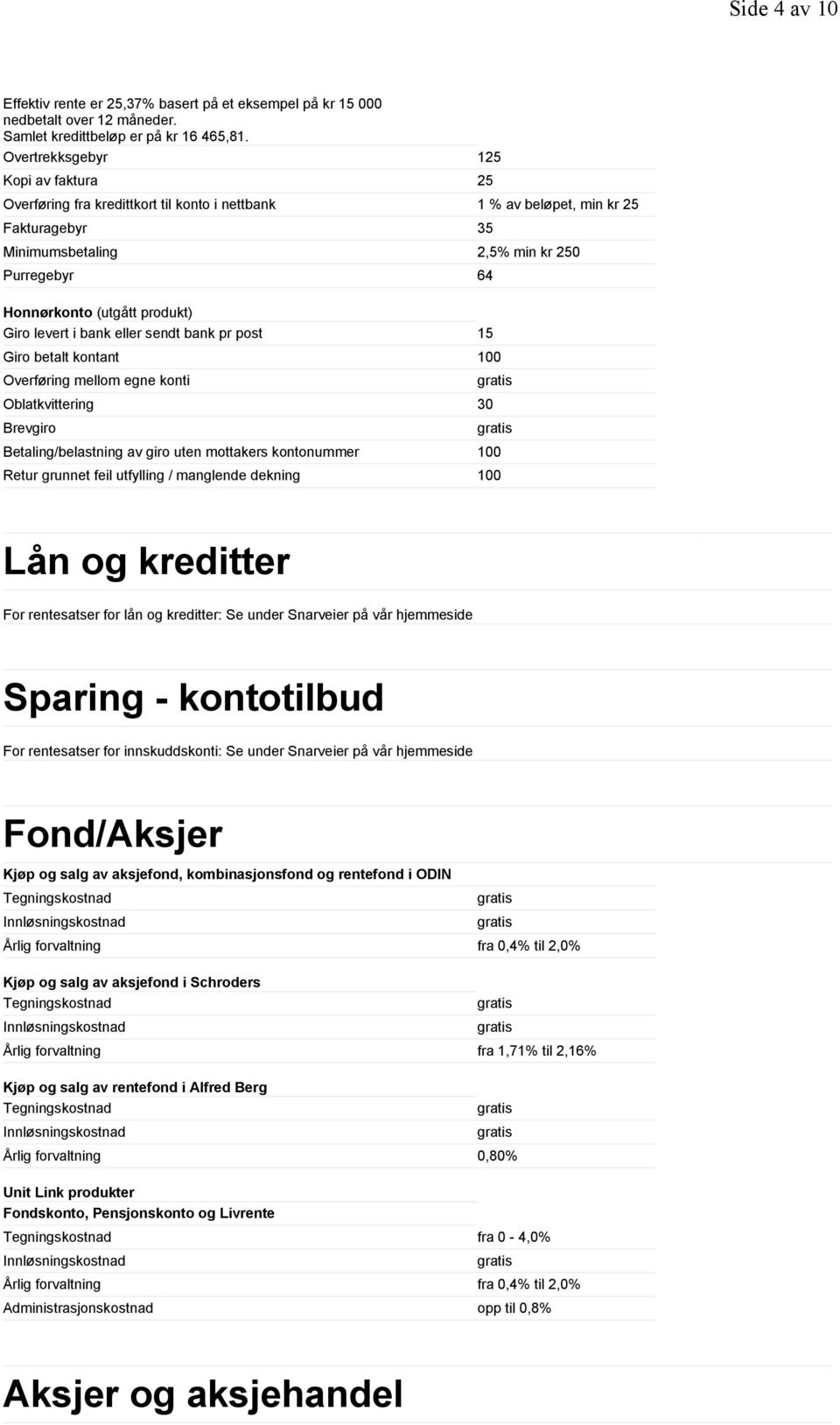 produkt) Giro levert i bank eller sendt bank pr post 15 Giro betalt kontant 100 Overføring mellom egne konti Oblatkvittering 30 Brevgiro Betaling/belastning av giro uten mottakers kontonummer 100