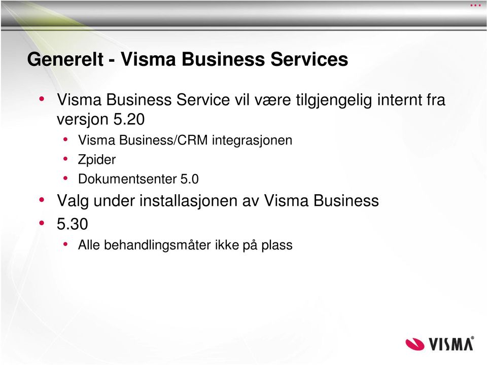 20 Visma Business/CRM integrasjonen Zpider Dokumentsenter 5.