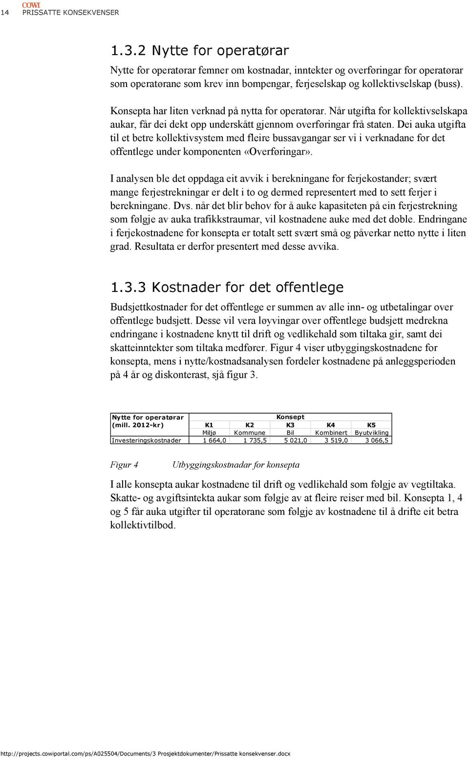 Konsepta har liten verknad på nytta for operatørar. N utgifta for kollektivselskapa aukar, f dei dekt opp underskått gjennom overføringar frå staten.