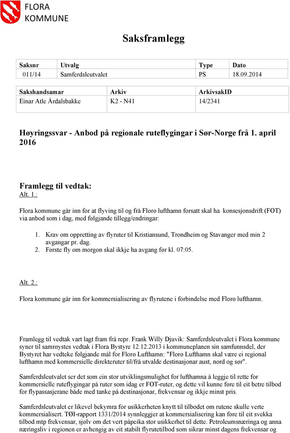 /2341 Høyringssvar - Anbod på regionale ruteflygingar i Sør-Norge frå 1.