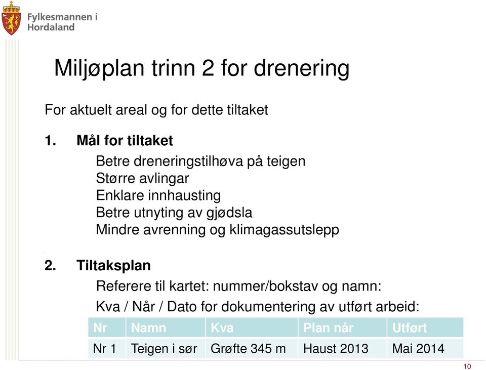 gjødsla Mindre avrenning og klimagassutslepp 1. 2.