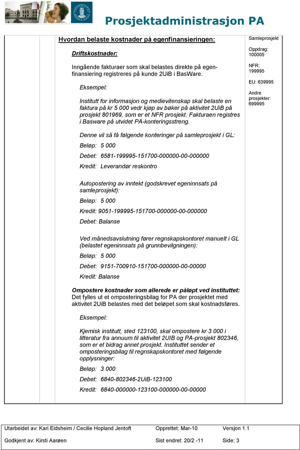 Fakturaen registres i Basware på utvidet PA-konteringsstreng.