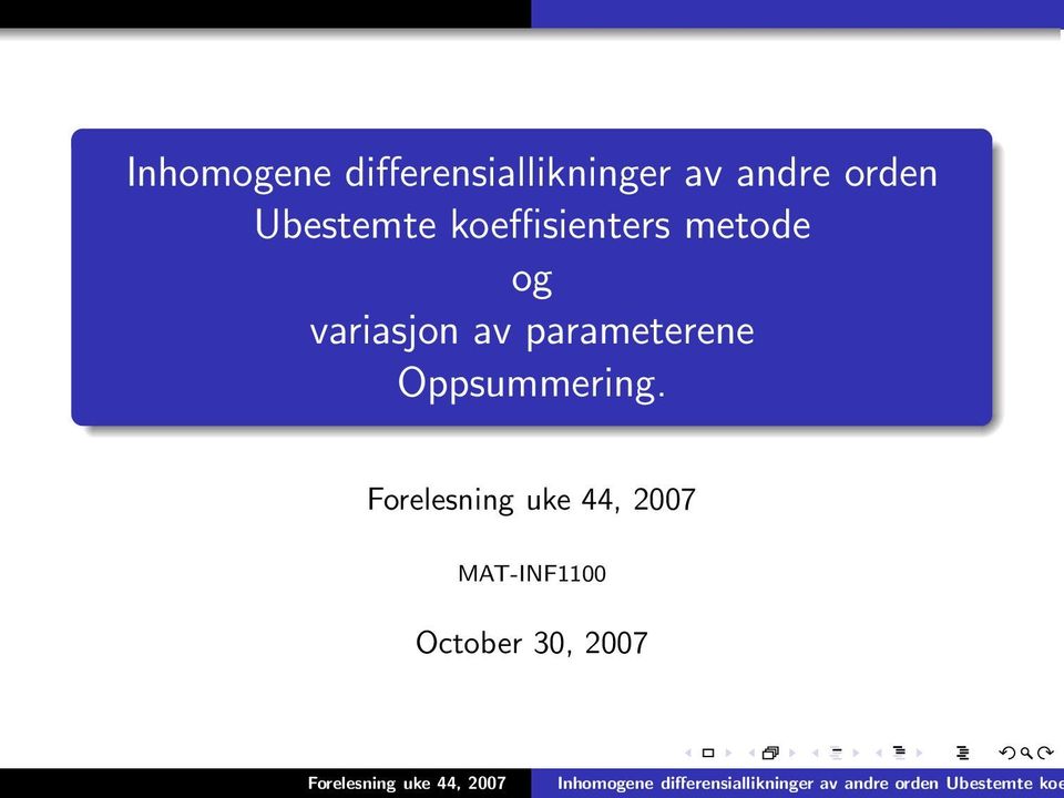 metode og variasjon av parameterene