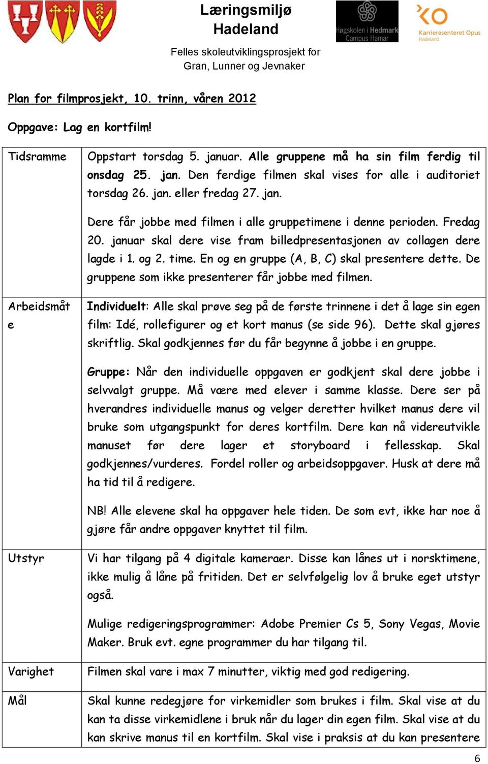 En og en gruppe (A, B, C) skal presentere dette. De gruppene som ikke presenterer får jobbe med filmen.