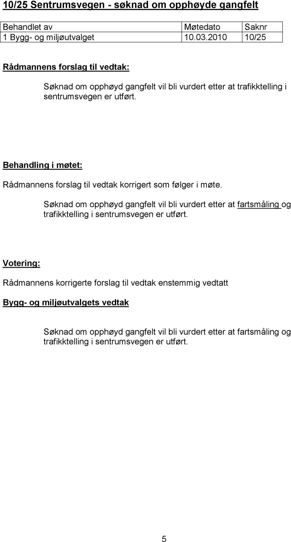 Behandling i møtet: Rådmannens forslag til vedtak korrigert som følger i møte.