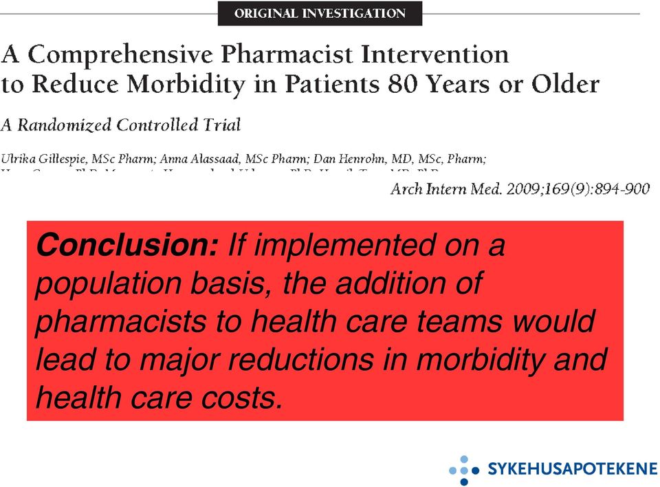 pharmacists to health care teams would