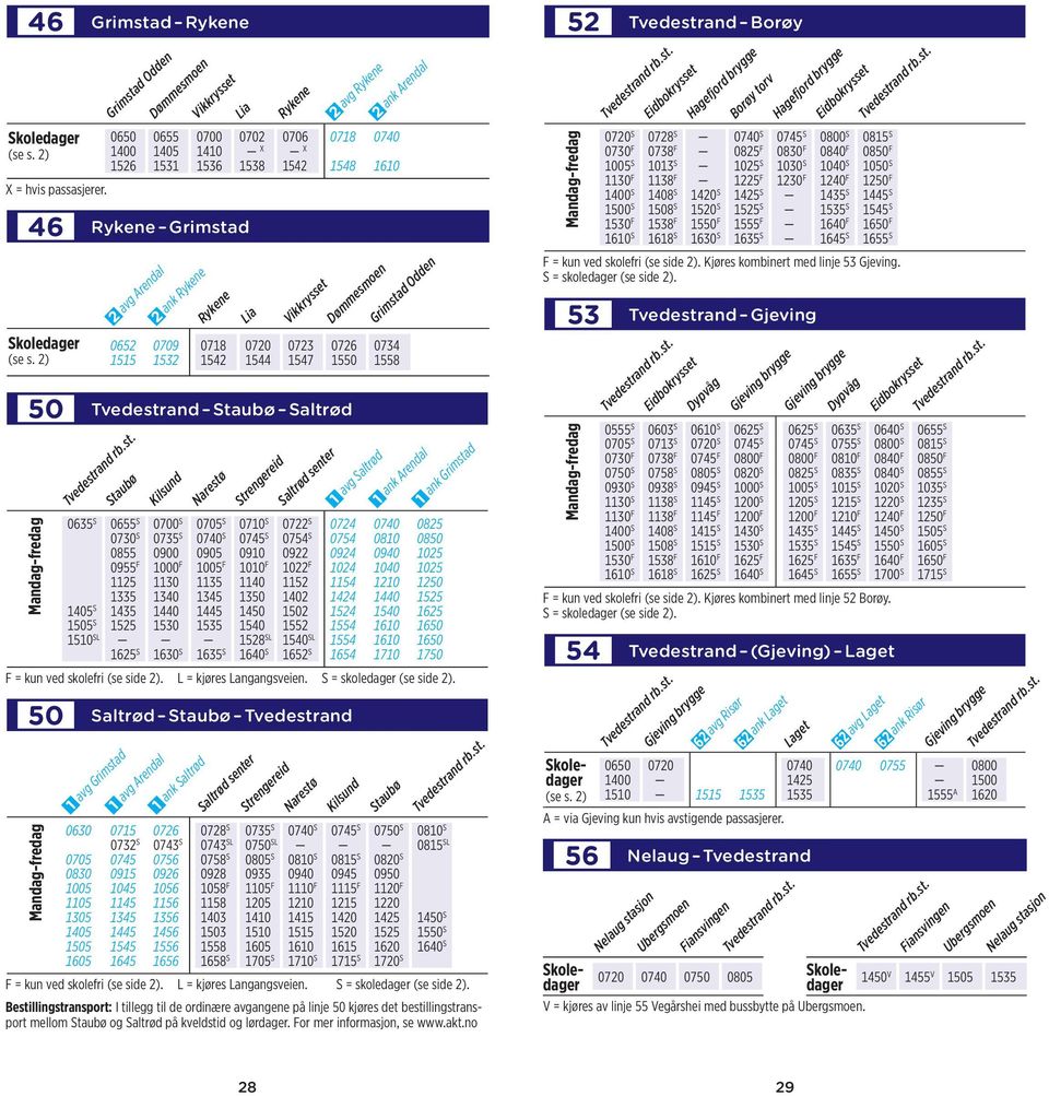 2) 2 avg Arendal 2 ank Rykene Rykene Lia Vikkrysset Dømmesmoen 0652 0709 0718 0720 0723 0726 0734 1515 1532 1542 1544 1547 1550 1558 50 Tvedestrand Staubø Saltrød Staubø Kilsund Narestø Strengereid 1