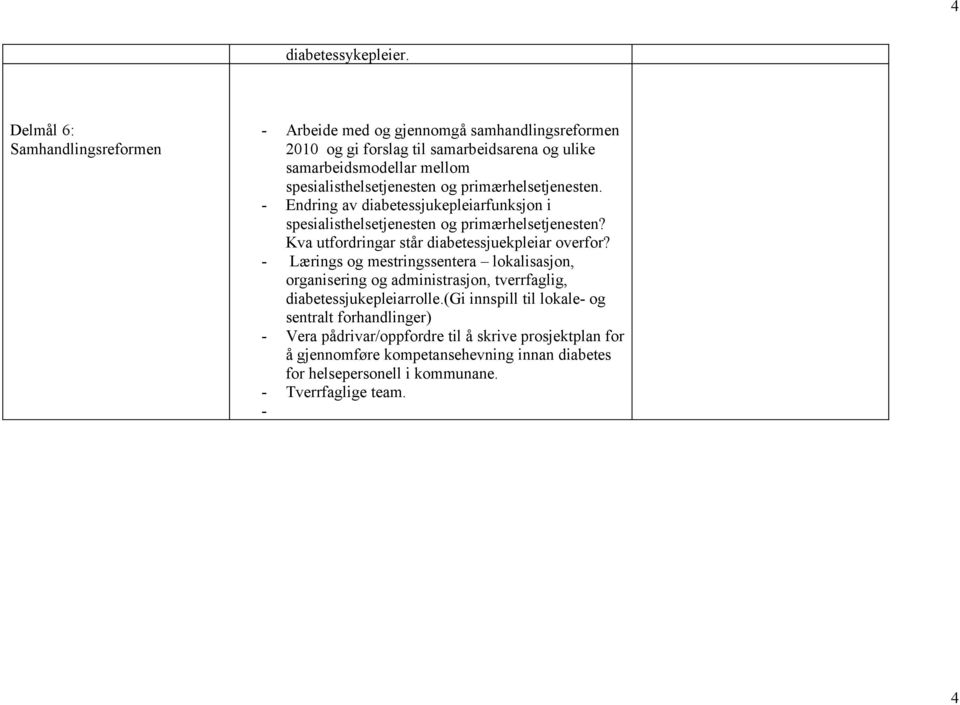 spesialisthelsetjenesten og primærhelsetjenesten. - Endring av diabetessjukepleiarfunksjon i spesialisthelsetjenesten og primærhelsetjenesten?