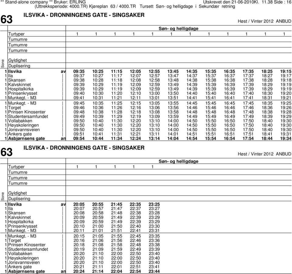 - M3 Torget Prinsen Kinosenter Studentersamfundet Vollabakken Høyskoleringen Jonsvnsveien Ankers gate Asbjørnsens gate 09:35 09:37 09:38 09:39 09:39 09:40 09:4 09:45 09:46 09:48 09:49 09:5 09:54 0:25