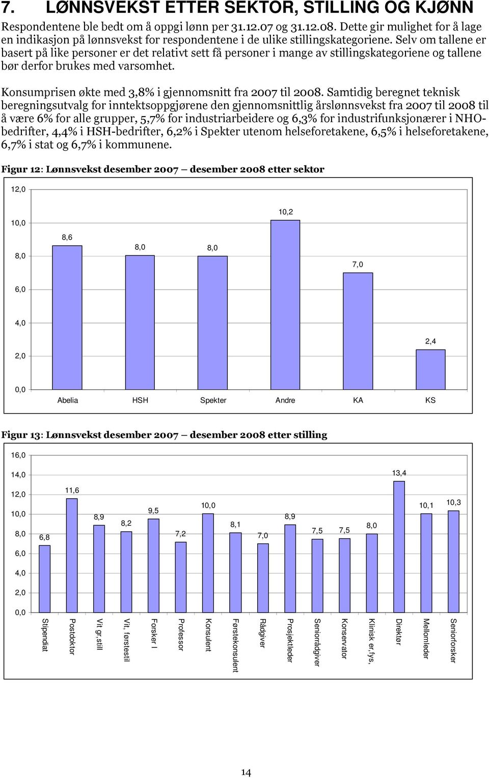 Selv om tallene er basert på like personer er det relativt sett få personer i mange av stillingskategoriene og tallene bør derfor brukes med varsomhet.