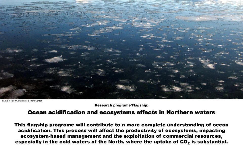 This flagship programe will contribute to a more complete understanding of ocean acidification.