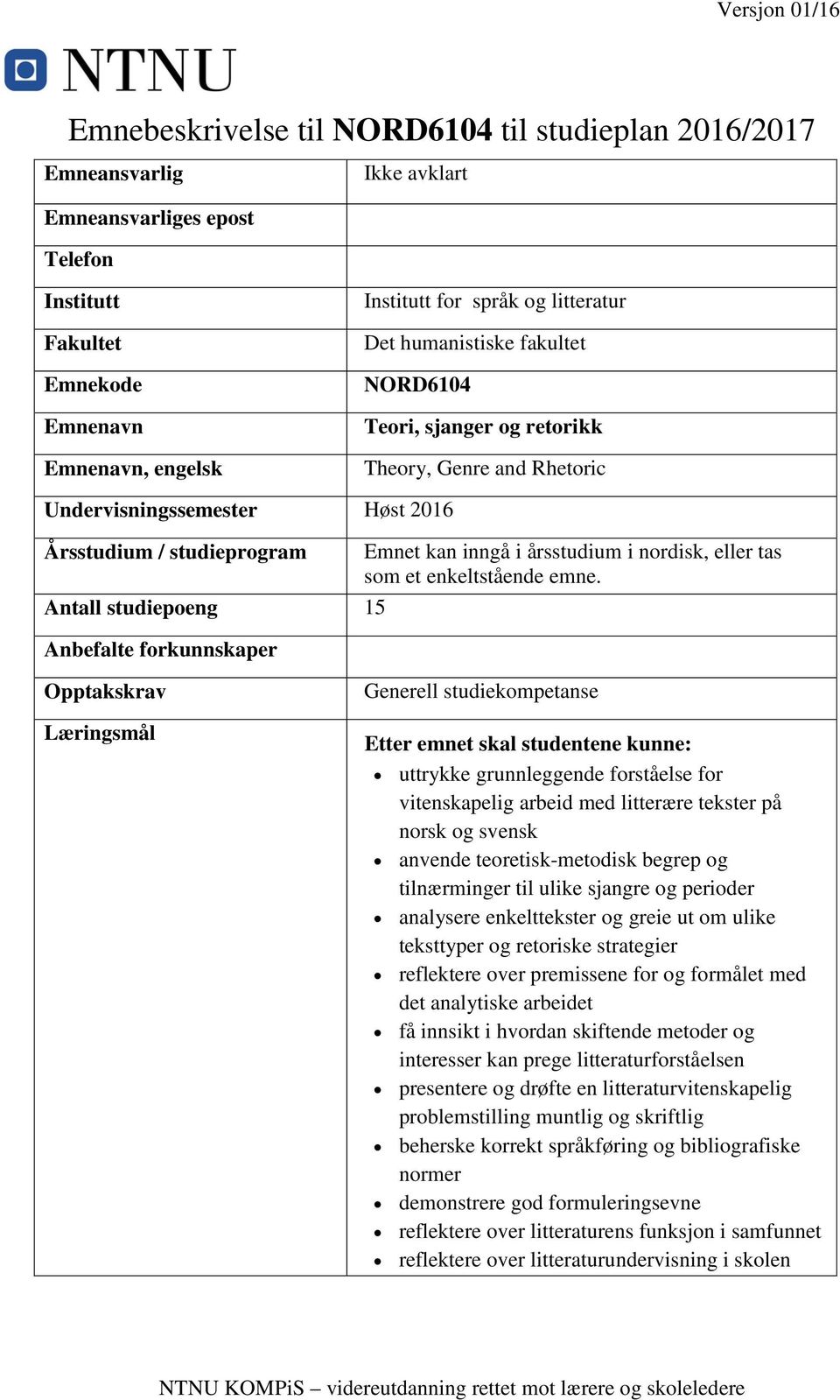 som et enkeltstående emne.