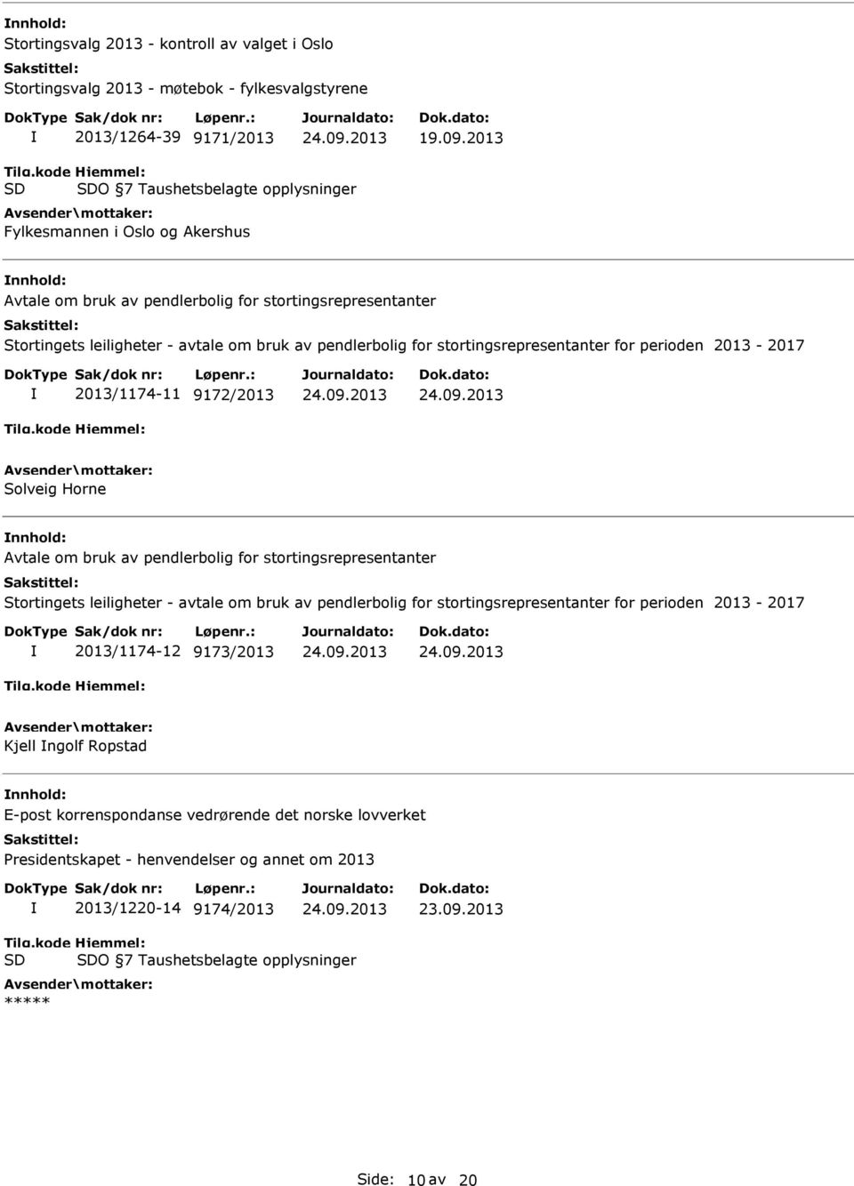 2013 O 7 Taushetsbelagte opplysninger Fylkesmannen i Oslo og Akershus 2013/1174-11 9172/2013 Solveig Horne
