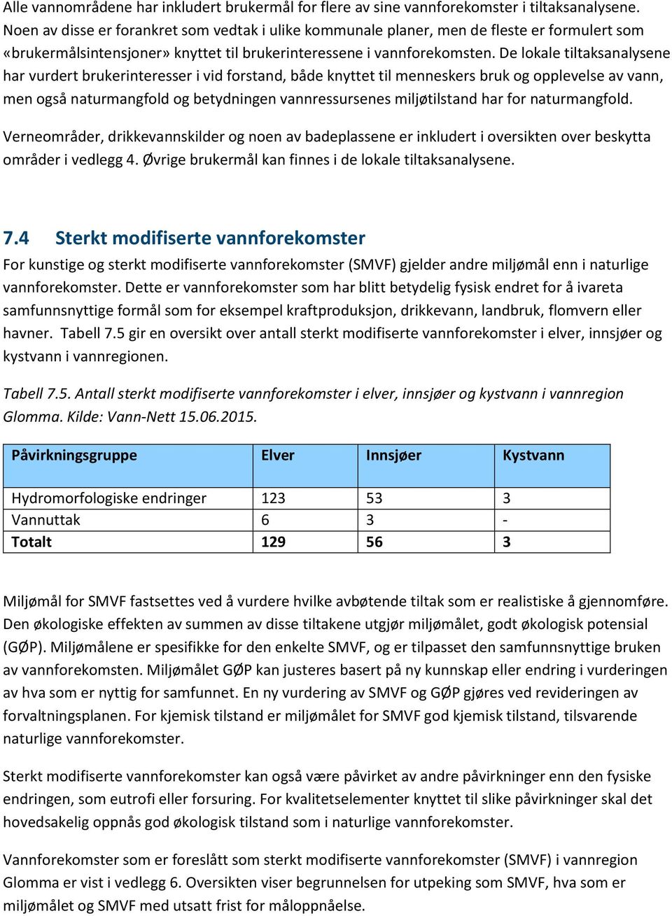 De lokale tiltaksanalysene har vurdert brukerinteresser i vid forstand, både knyttet til menneskers bruk og opplevelse av vann, men også naturmangfold og betydningen vannressursenes miljø har for