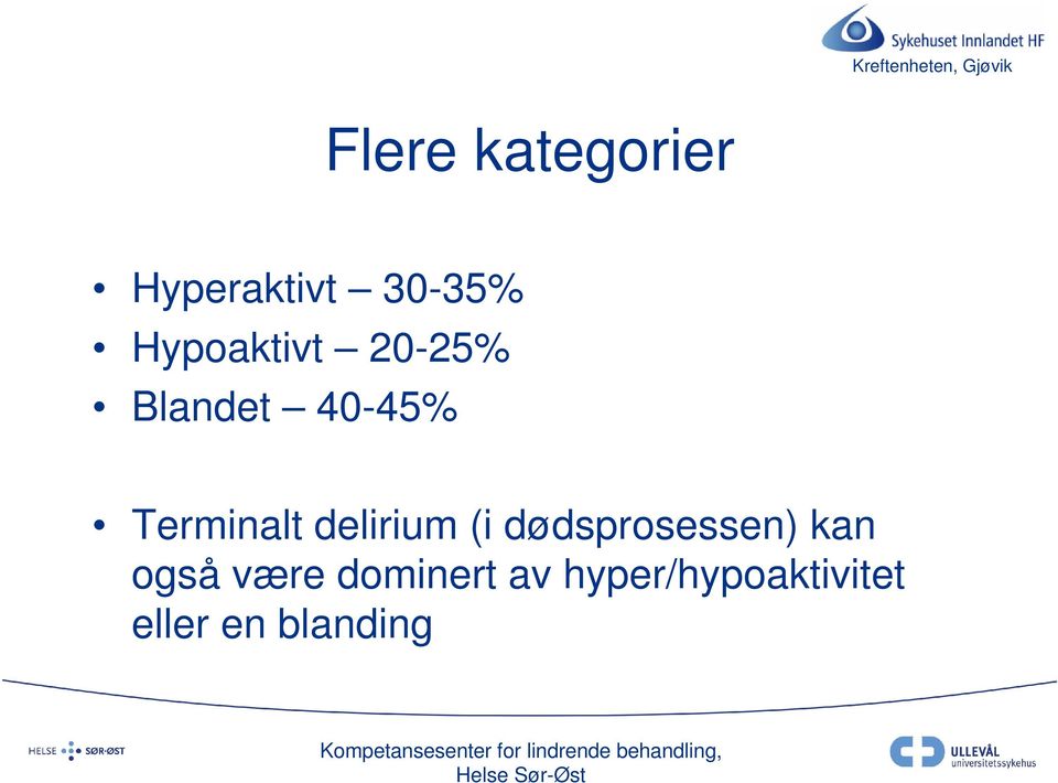 delirium (i dødsprosessen) kan også være