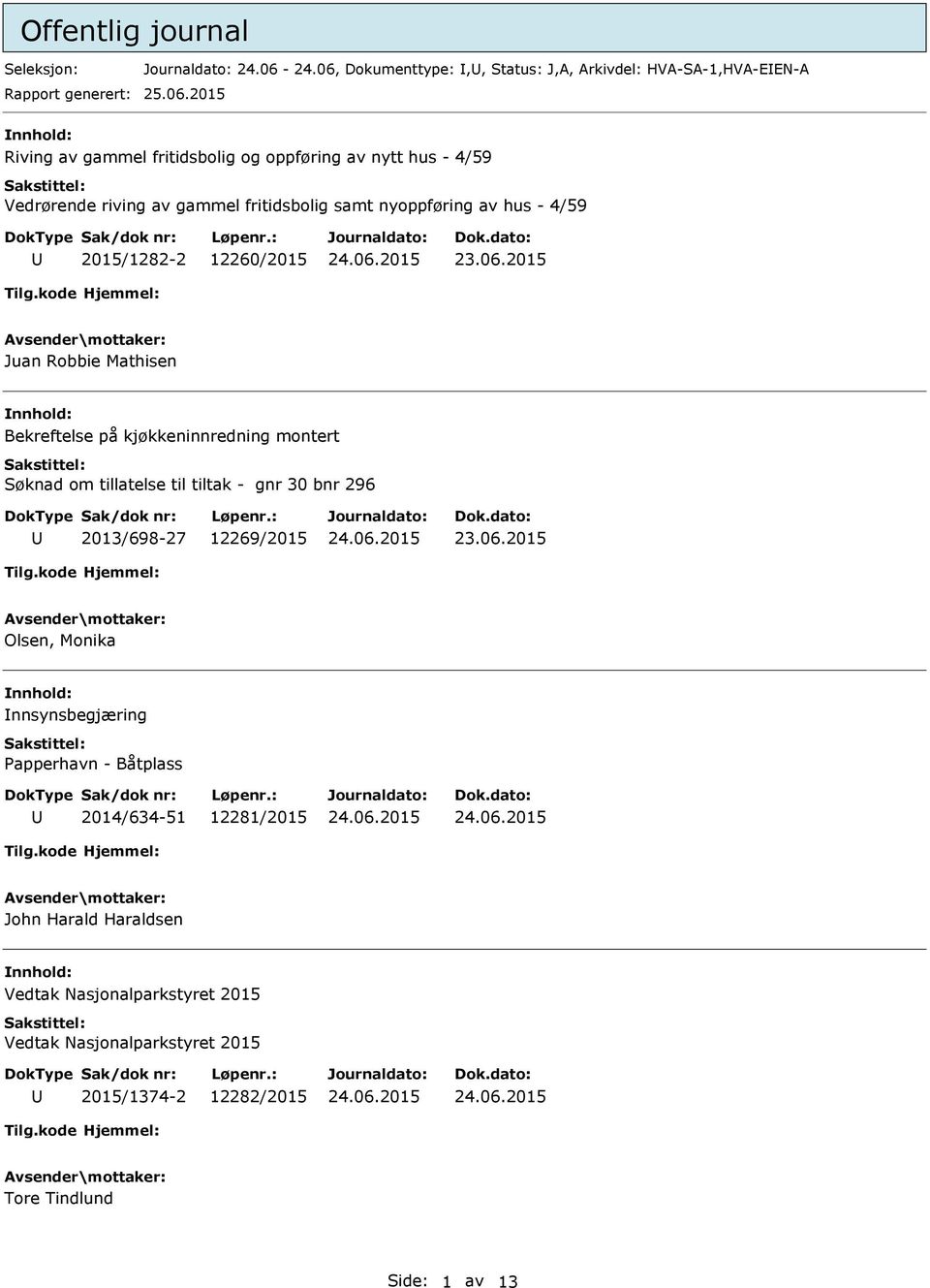 Dokumenttype:,, Status: J,A, Arkivdel: HVA-SA-1,HVA-EEN-A 25.06.