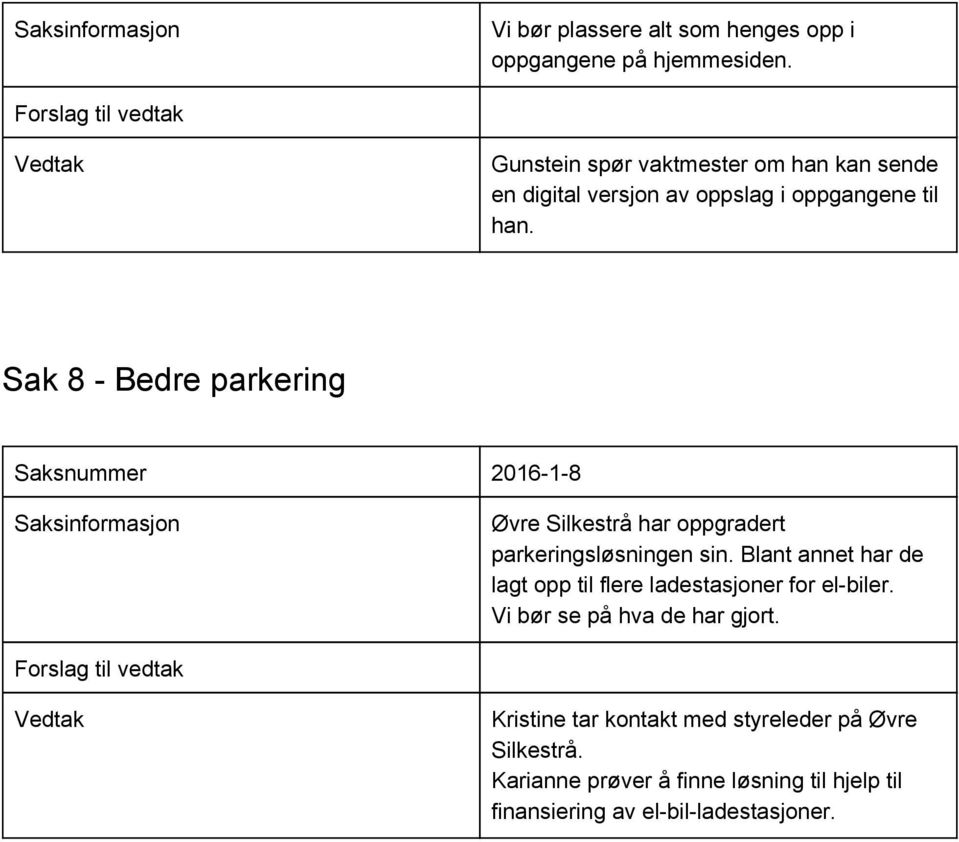 Sak 8 Bedre parkering Saksnummer 2016 1 8 Øvre Silkestrå har oppgradert parkeringsløsningen sin.