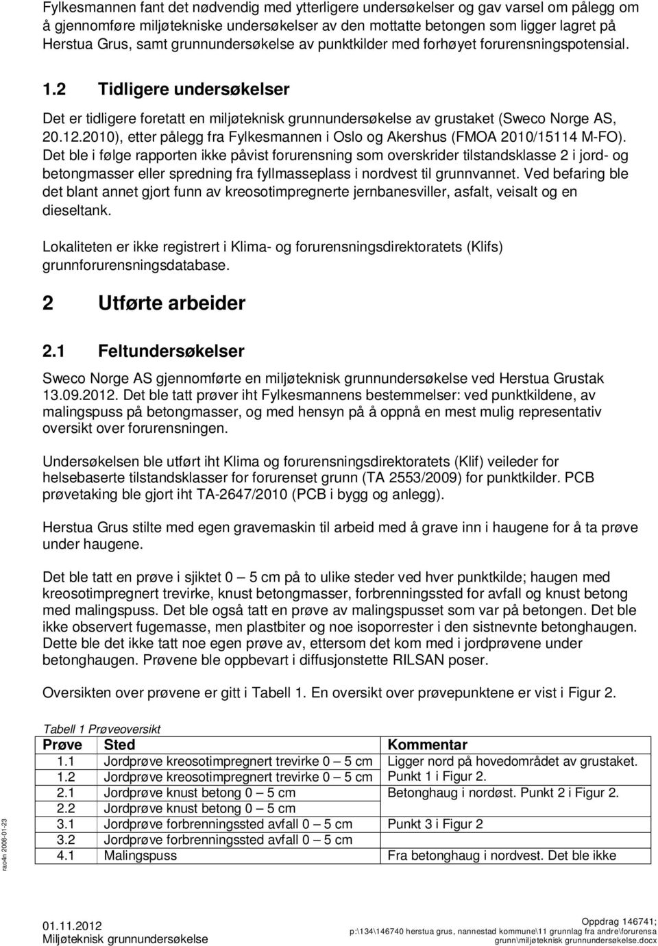 2010), etter pålegg fra Fylkesmannen i Oslo og Akershus (FMOA 2010/15114 M-FO).