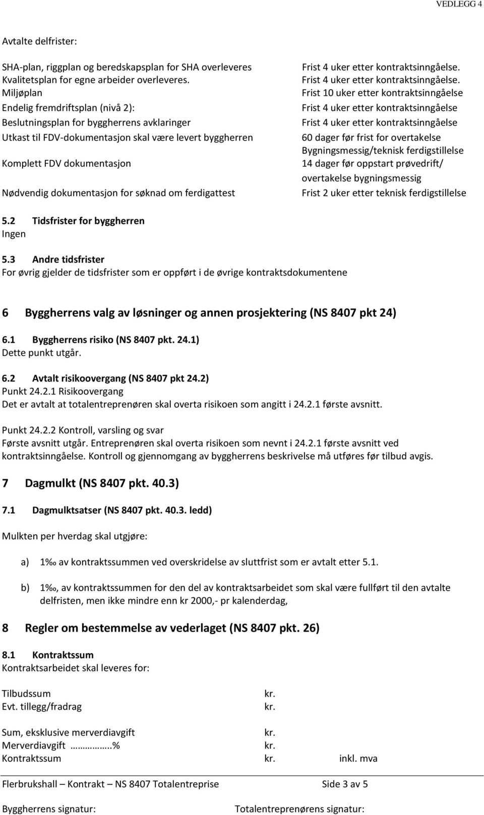 søknad om ferdigattest Frist 4 uker etter kontraktsinngåelse.