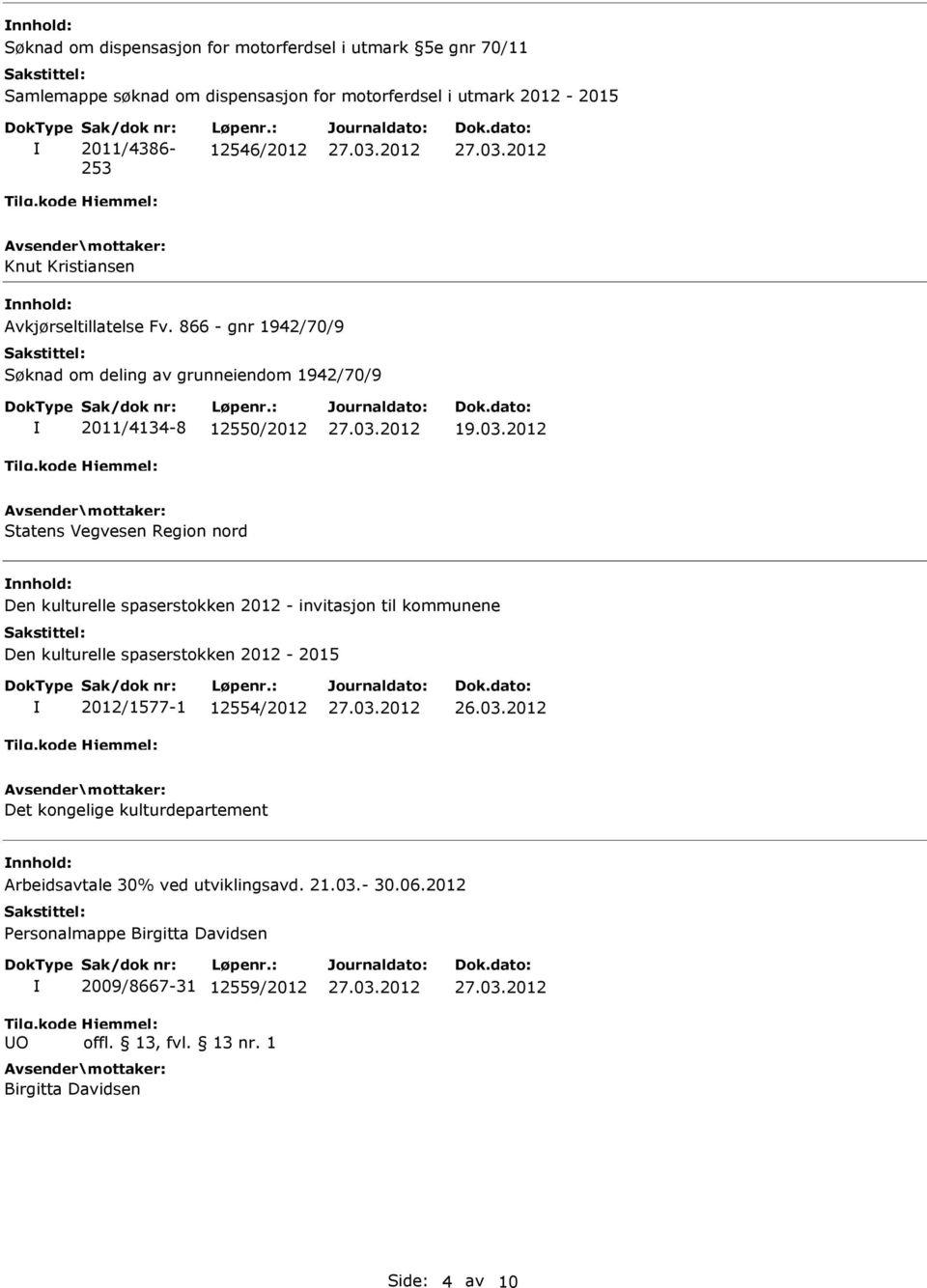 2012 Statens Vegvesen Region nord nnhold: Den kulturelle spaserstokken 2012 - invitasjon til kommunene Den kulturelle spaserstokken 2012-2015 2012/1577-1