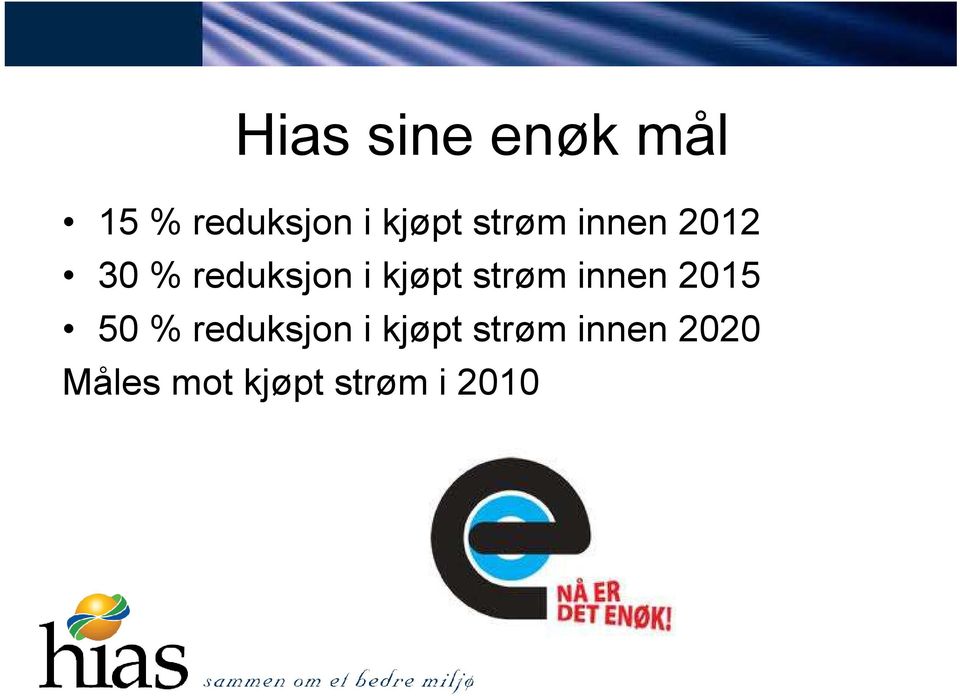 strøm innen 2015 50 % reduksjon i kjøpt