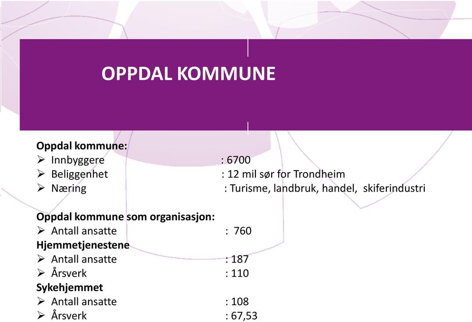 kommune som organisasjon: Antall ansatte : 760 Hjemmetjenestene Antall