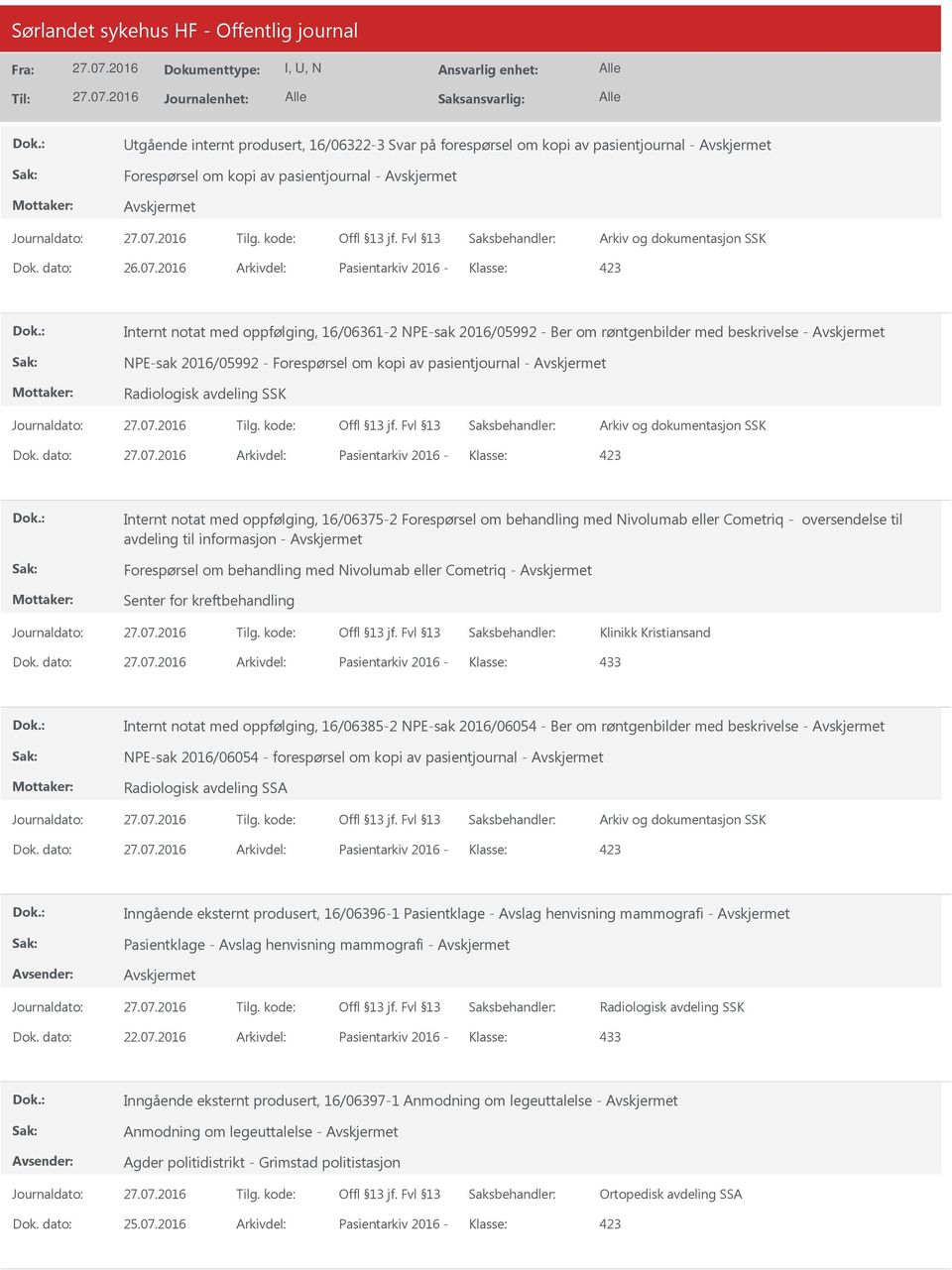 Radiologisk avdeling SSK Dok.