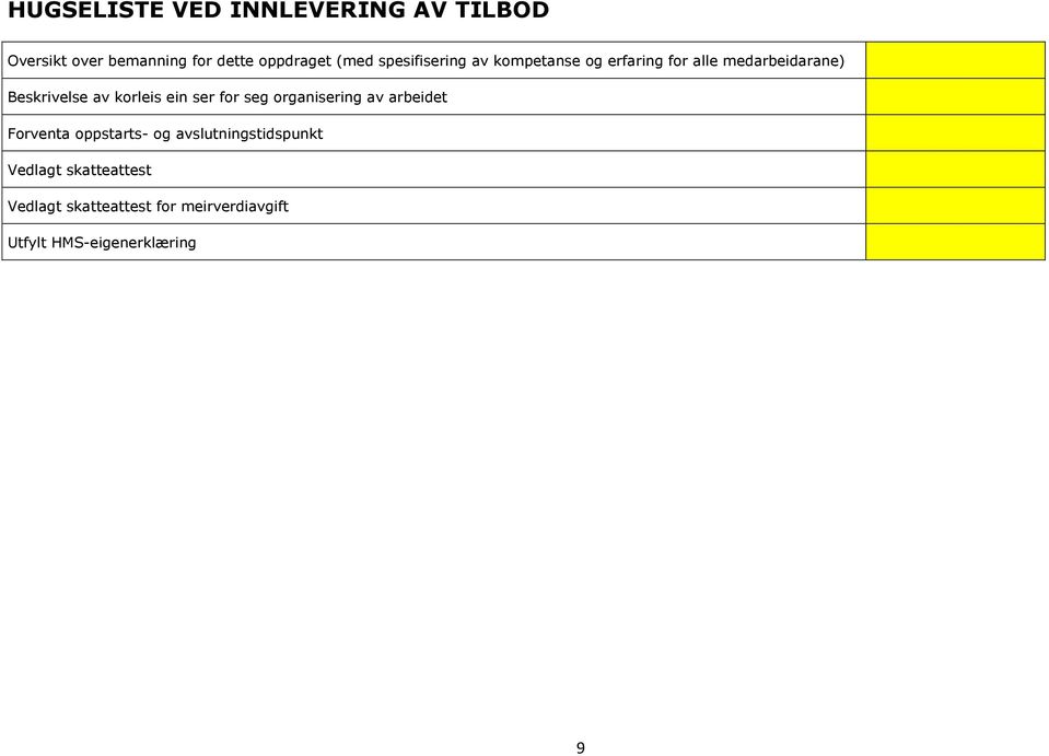 korleis ein ser for seg organisering av arbeidet Forventa oppstarts- og