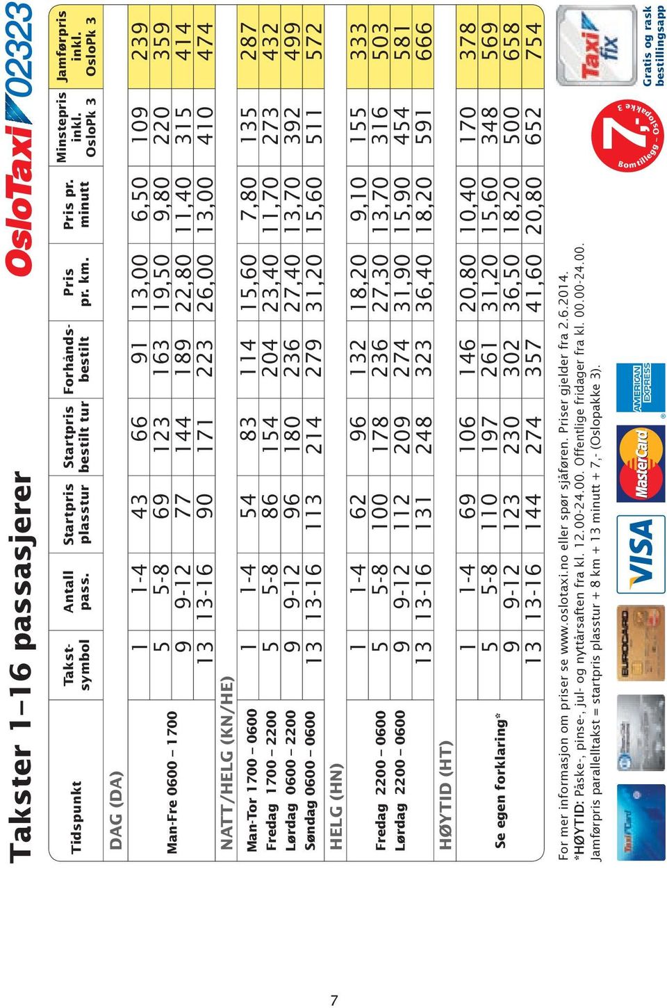 OsloPk 3 DAG (DA) Man-Fre 0600 1700 NATT/HELG (KN/HE) Man-Tor 1700 0600 Fredag 1700 2200 Lørdag 0600 2200 Søndag 0600 0600 HELG (HN) Fredag 2200 0600 Lørdag 2200 0600 HØYTID (HT) Se egen forklaring*