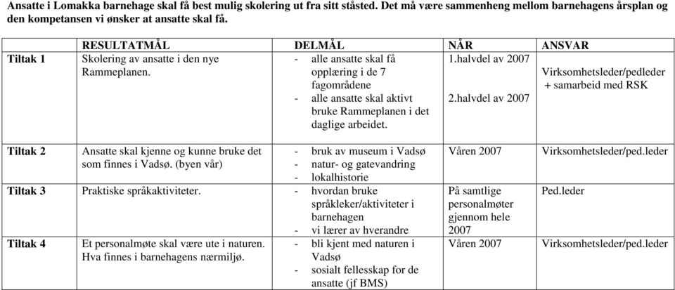 (byen vår) - bruk av museum i Vadsø - natur- og gatevandring - lokalhistorie Tiltak 3 Praktiske språkaktiviteter.