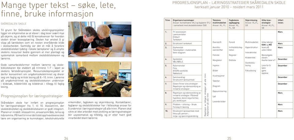 Samtidig var det et mål å forankre skolebiblioteket tydelig i lokale læreplaner og å utnytte skolens ressurser bedre gjennom et mer planlagt og systematisk samarbeid mellom skolebibliotekaren og