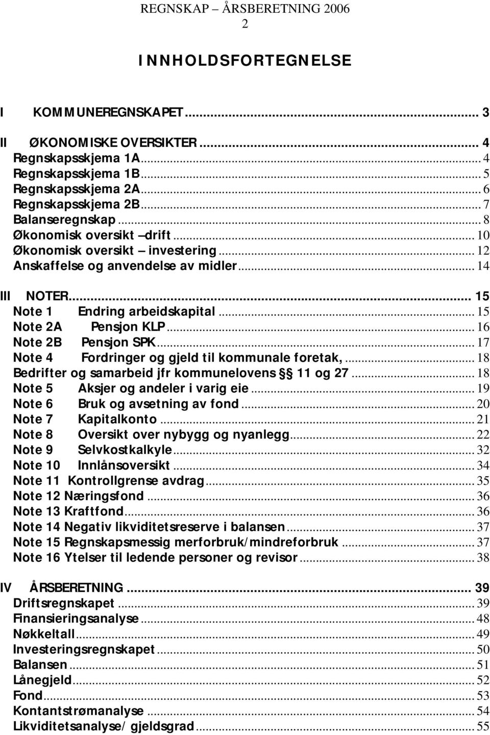 .. 15 Note 2A Pensjon KLP... 16 Note 2B Pensjon SPK... 17 Note 4 Fordringer og gjeld til kommunale foretak,... 18 Bedrifter og samarbeid jfr kommunelovens 11 og 27.